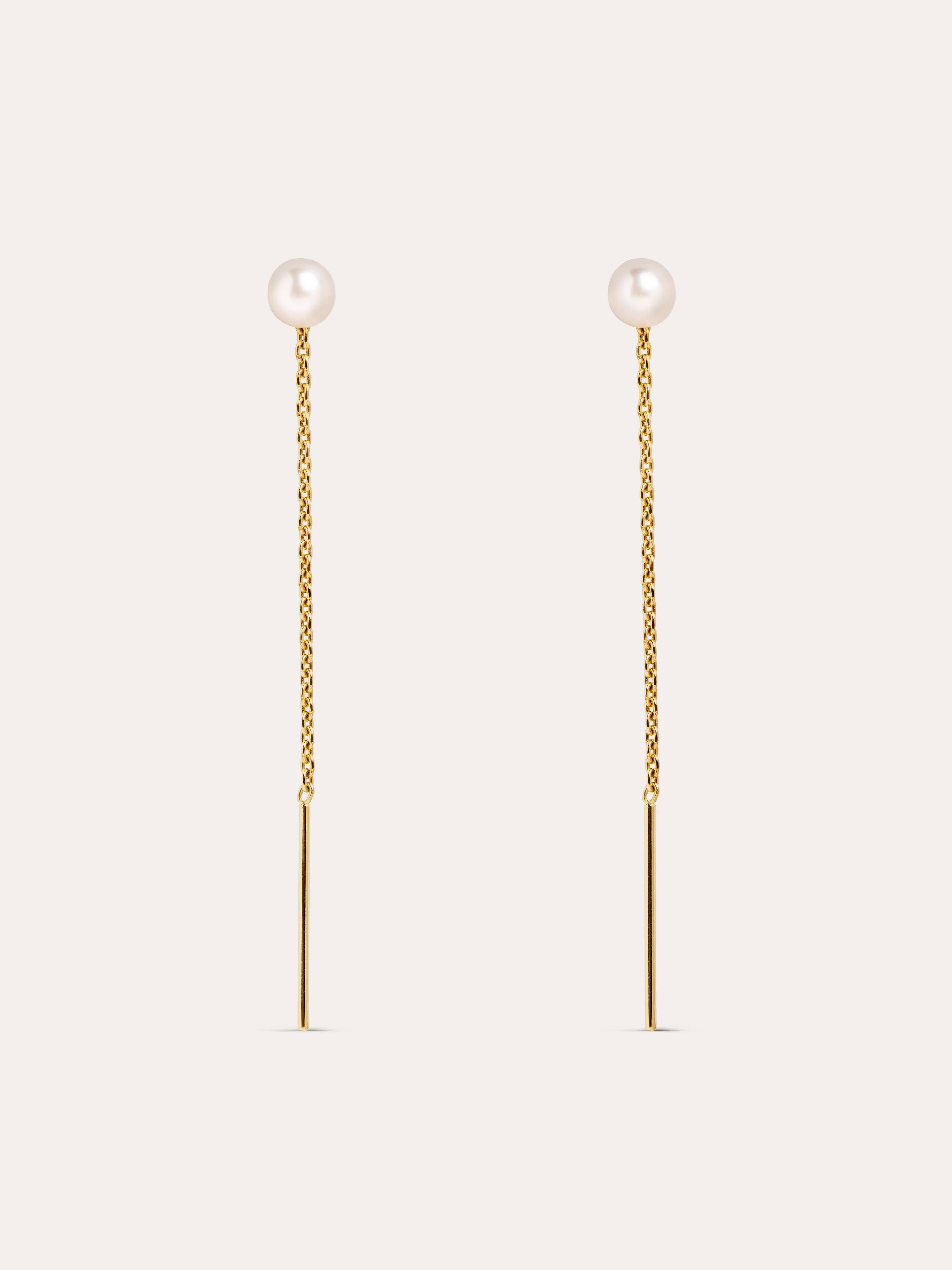 Pendientes Falling Pearl Plata Baño Oro