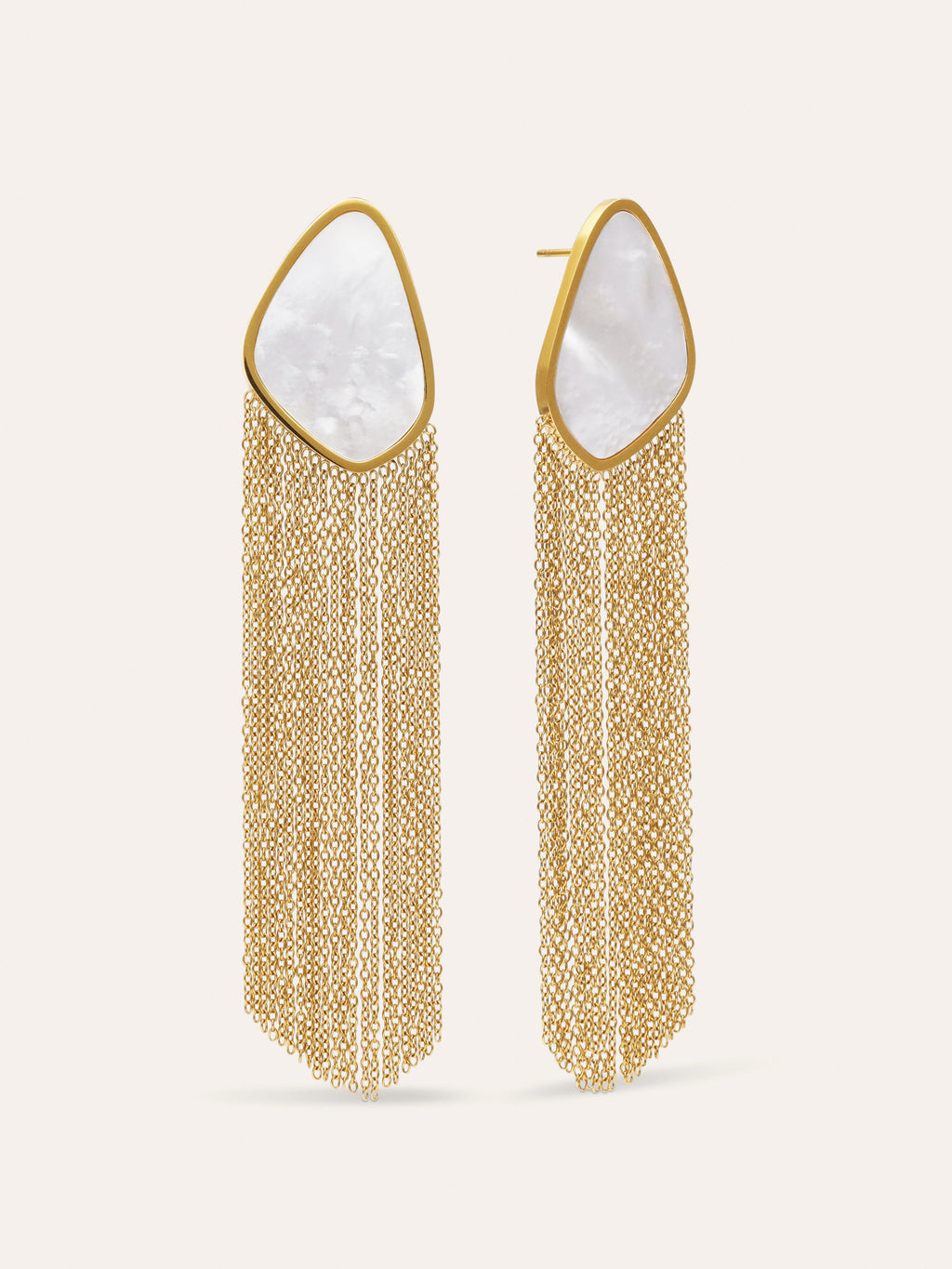 Pendientes Nácar Cascada Acero Baño Oro
