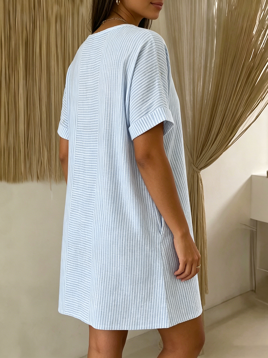 Vestido Mujer Algodón Lino con Botones – Estilo Suelto y Elegante