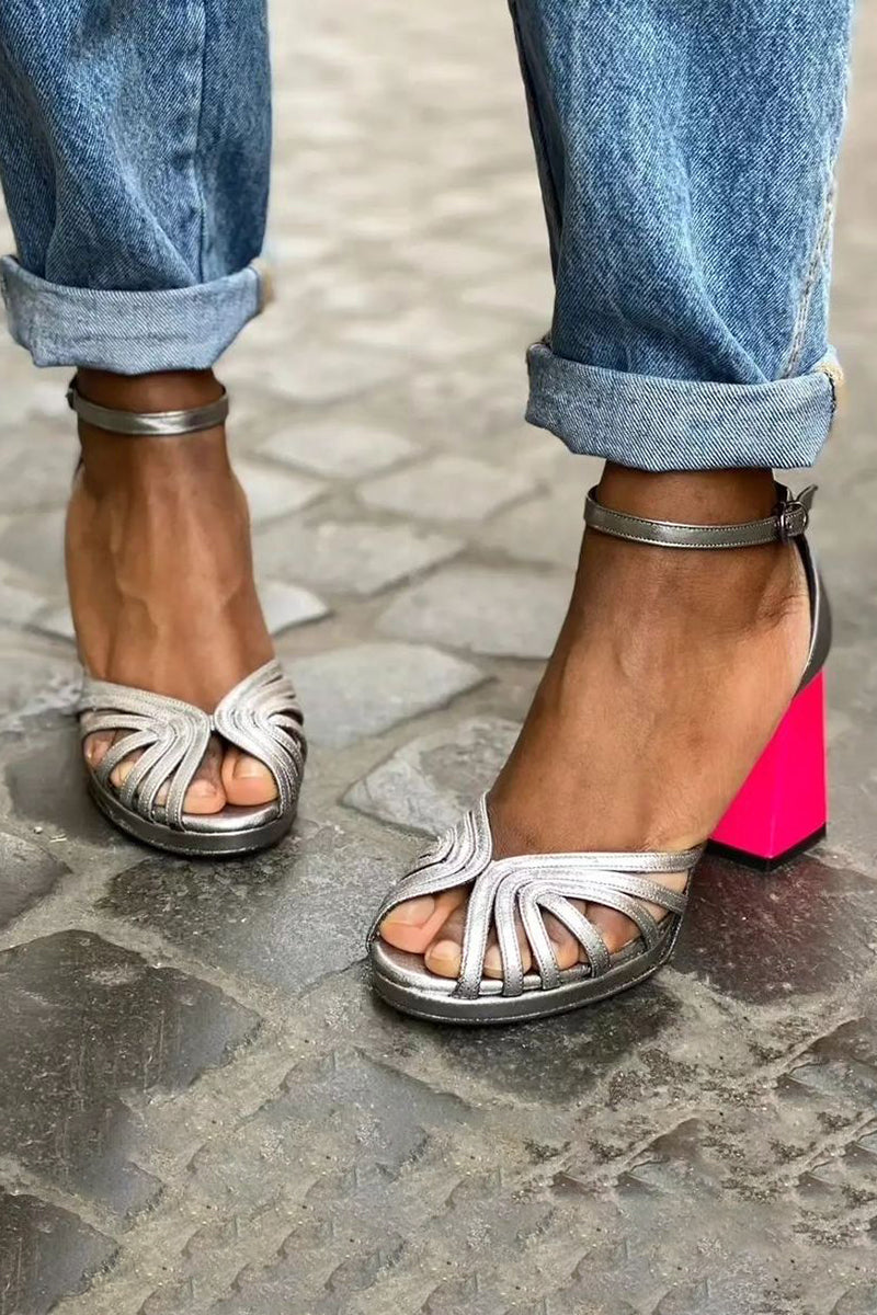 Blanca™ - Sandalias brillantes con tacón de bloque