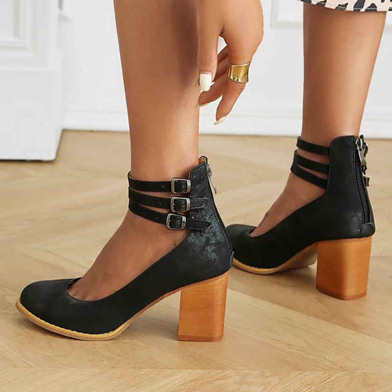 Blanca™ - Sandalias lisas con tira al tobillo y suela gruesa