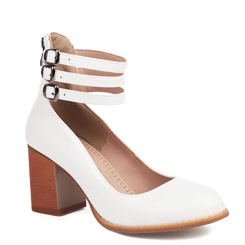 Blanca™ - Sandalias lisas con tira al tobillo y suela gruesa
