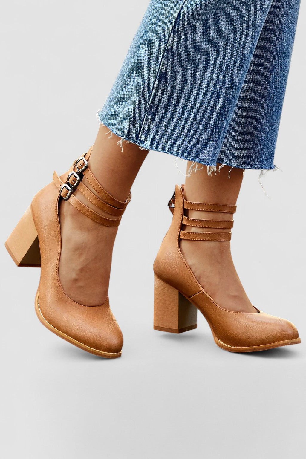 Blanca™ - Sandalias lisas con tira al tobillo y suela gruesa