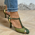 Blanca™ - Escarpines patchwork con tira en T y puntera cerrada
