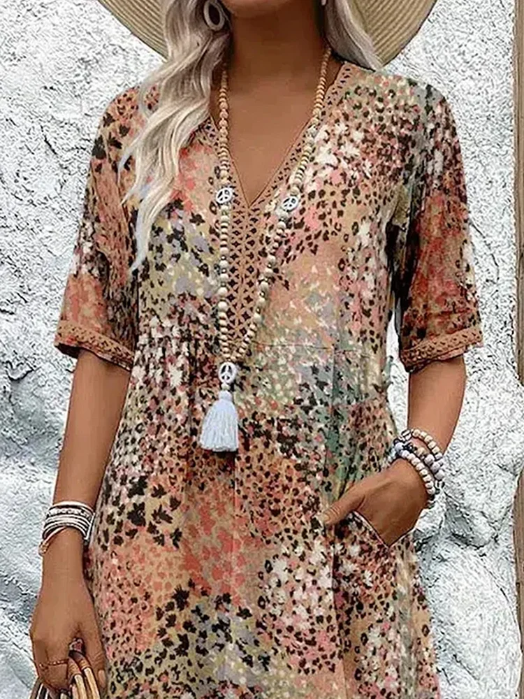 Vestido floral mujer elegante – vestido casual mujer cuello V