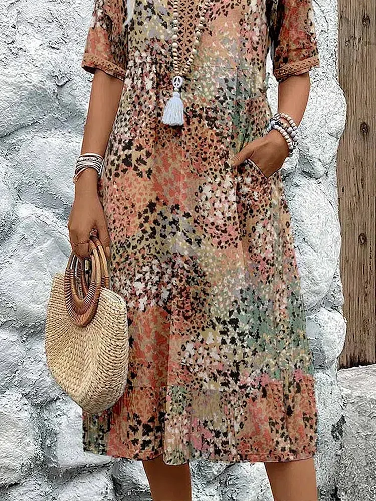 Vestido floral mujer elegante – vestido casual mujer cuello V