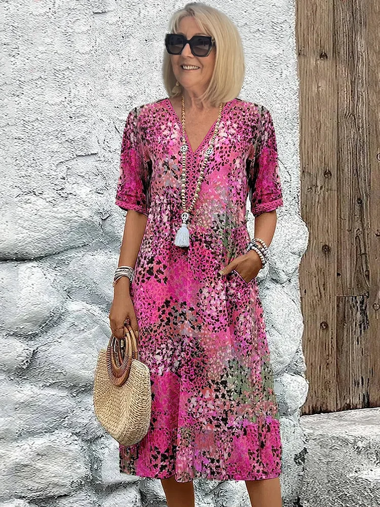 Vestido floral mujer elegante – vestido casual mujer cuello V