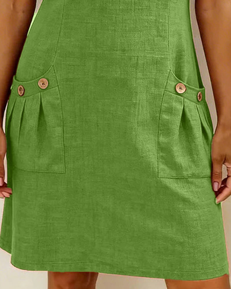 Vestido corto mujer con bolsillos y cuello con cremallera