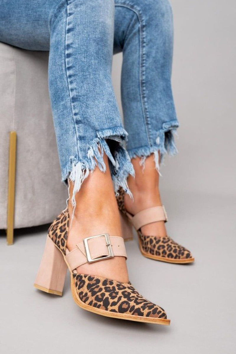 Blanca™ - Sandalias de gamuza con estampado leopardo y tacón estable