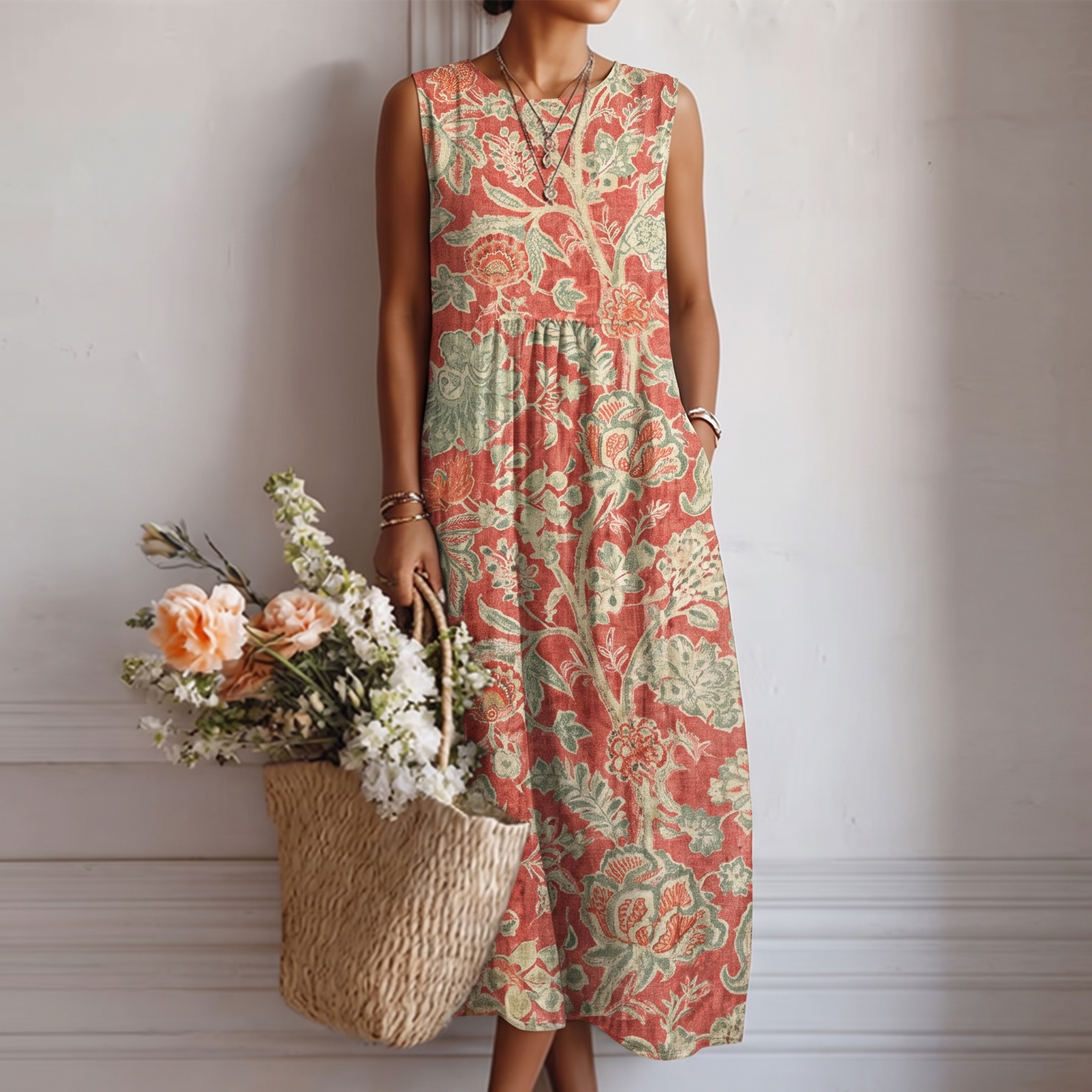 Elena™ | Vestido largo boho sin mangas