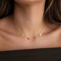 Collar Inicial con Corazón, Piedra y Zodiaco
