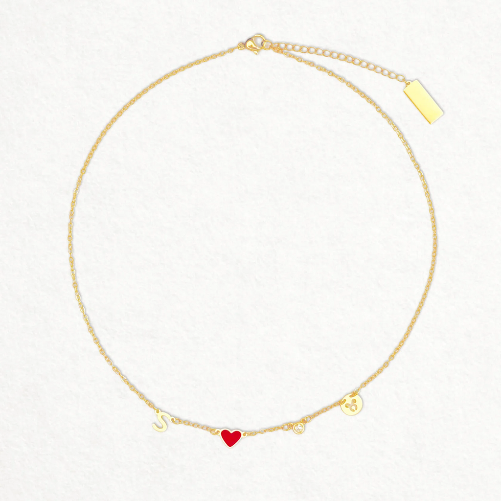 Collar Inicial con Corazón, Piedra y Zodiaco