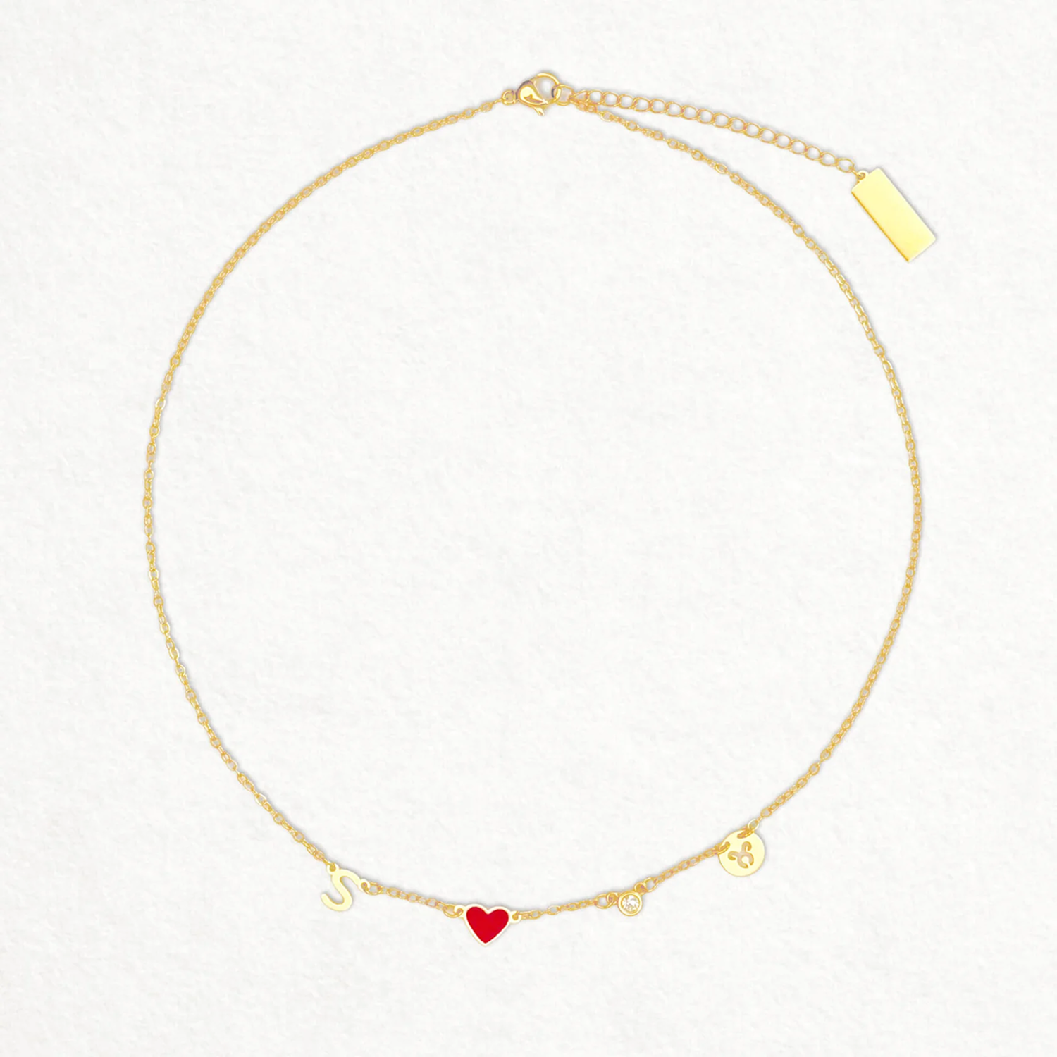 Collar Inicial con Corazón, Piedra y Zodiaco