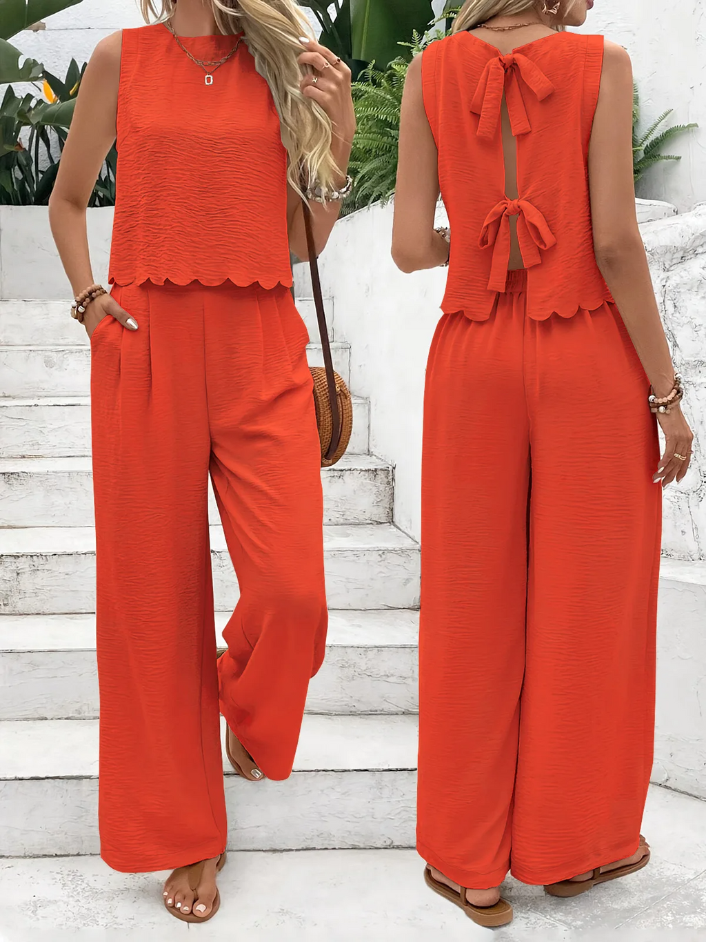Conjunto Valeria™|  Chaleco con pétalos y pantalones