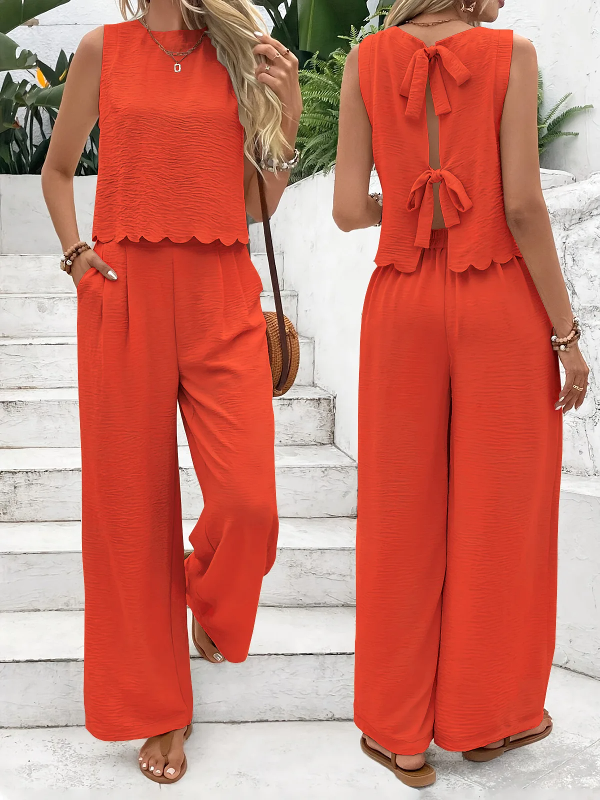 Conjunto Valeria™|  Chaleco con pétalos y pantalones