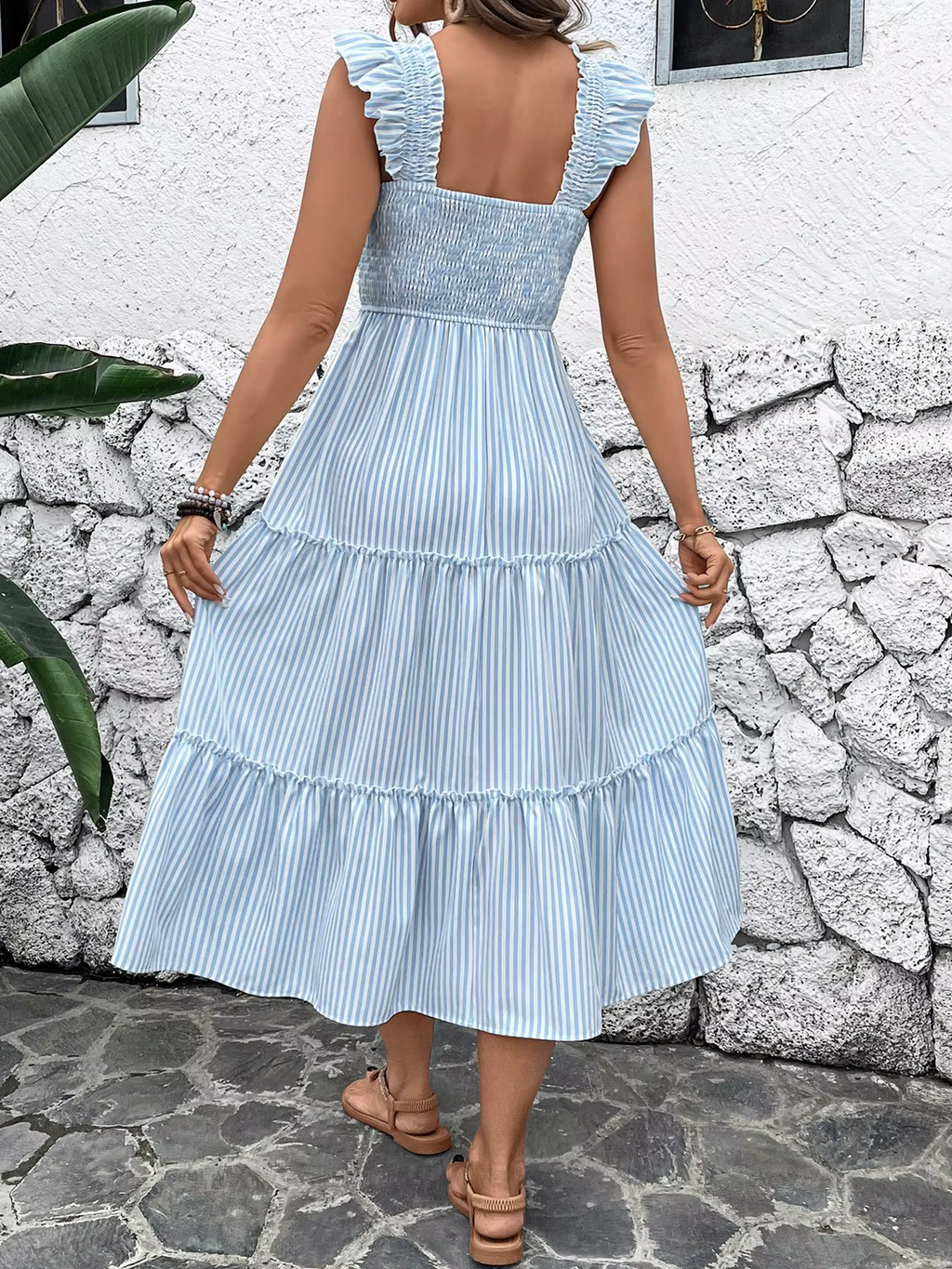 Sonia™ | Vestido Midi de Rayas con Volantes