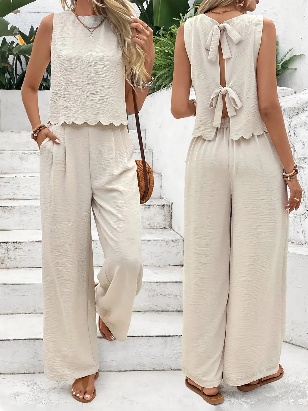 Conjunto Valeria™|  Chaleco con pétalos y pantalones