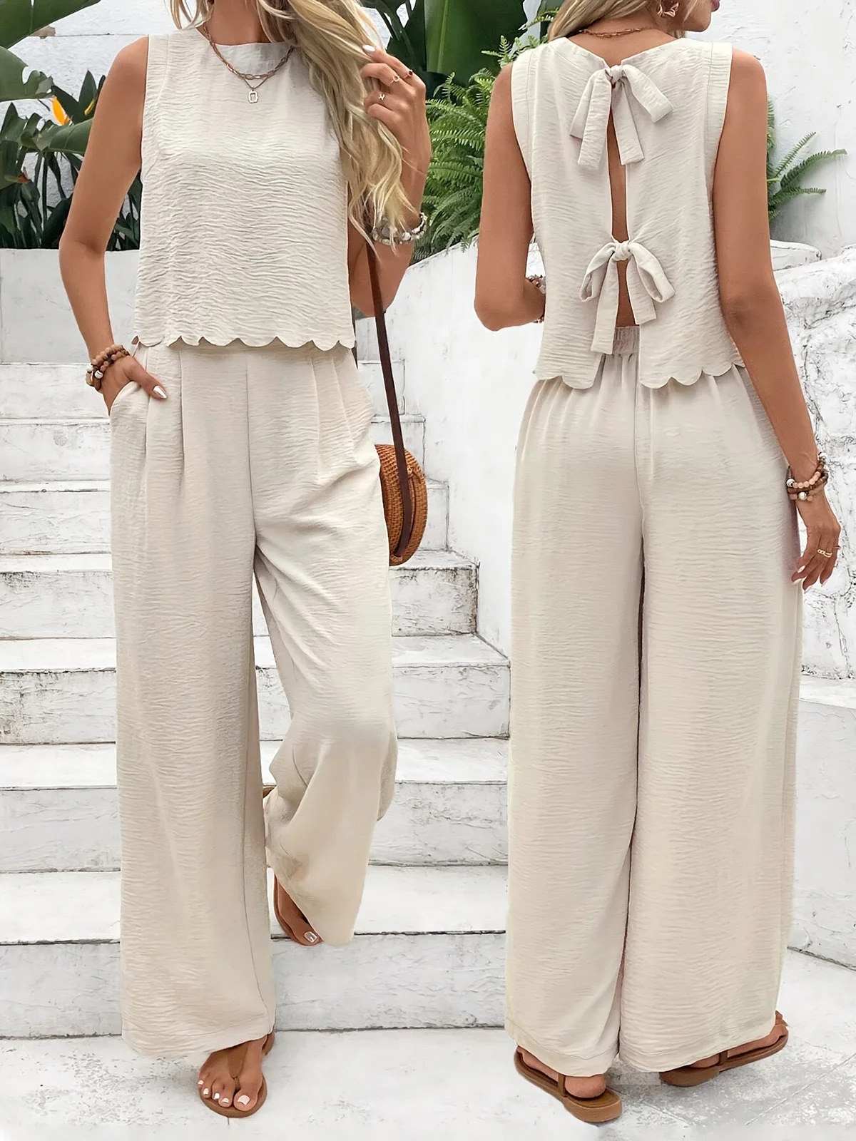 Conjunto Valeria™|  Chaleco con pétalos y pantalones