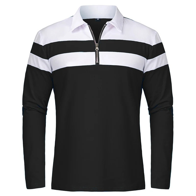 Elegante jersey con cremallera a rayas