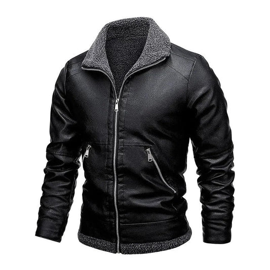 Elegante chaqueta de piel con forro polar