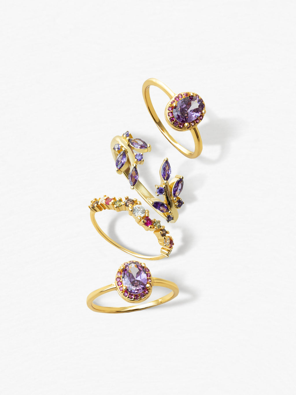 Anillo Grape Colors Plata Baño Oro