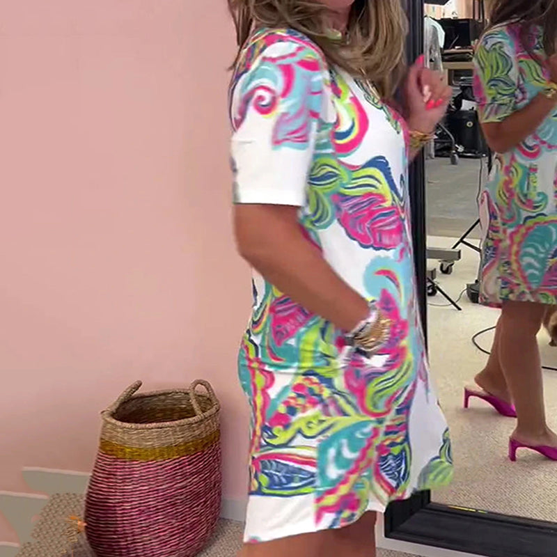 Vestido mujer estampado colorido escote V verano