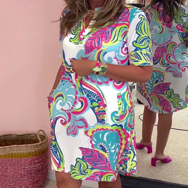 Vestido mujer estampado colorido escote V verano