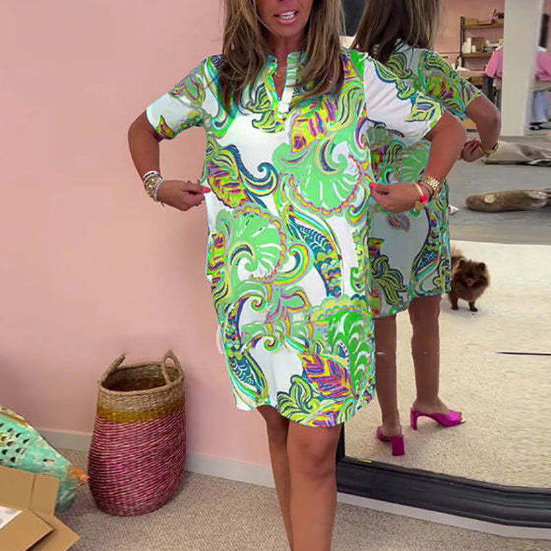 Vestido mujer estampado colorido escote V verano
