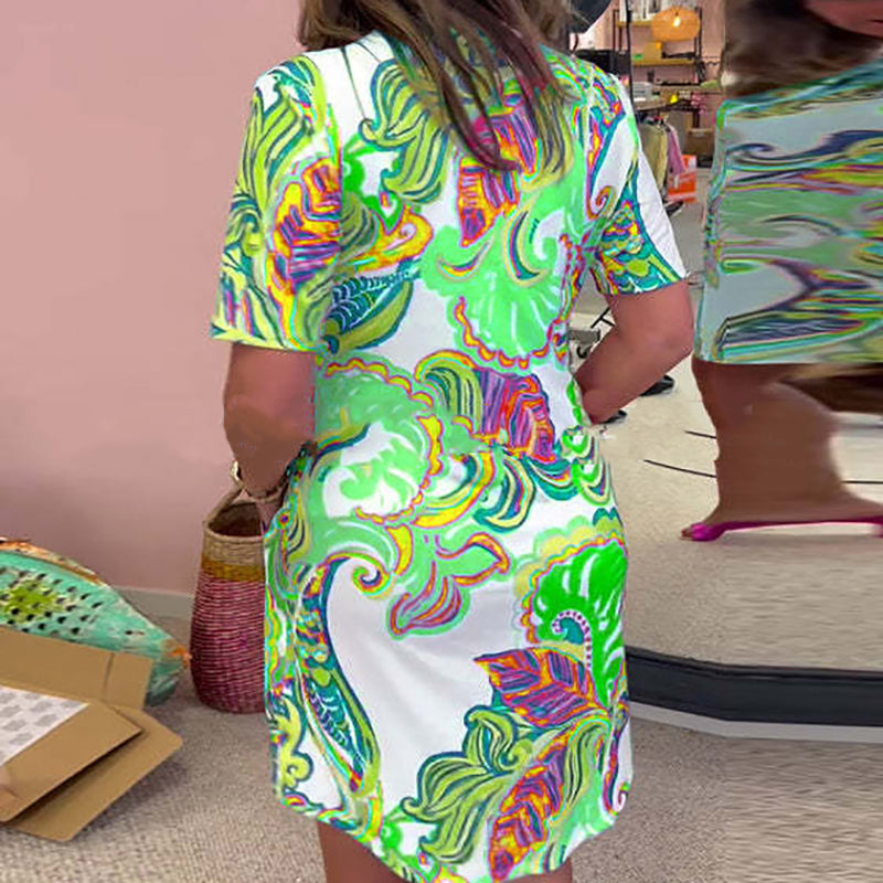 Vestido mujer estampado colorido escote V verano