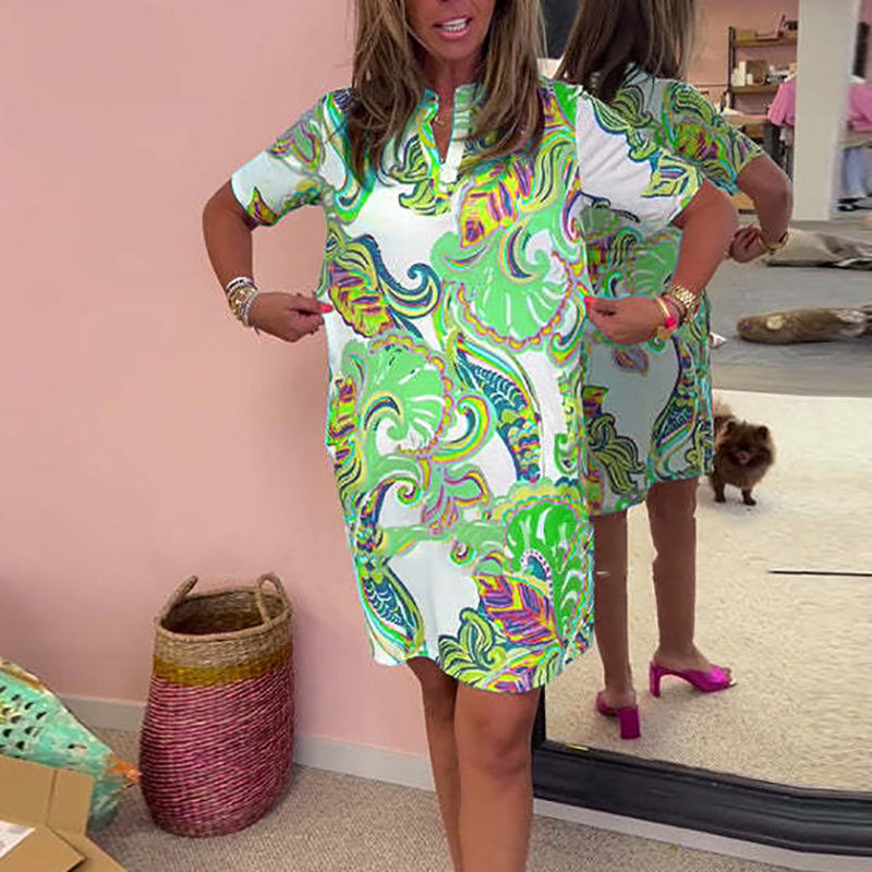 Vestido mujer estampado colorido escote V verano